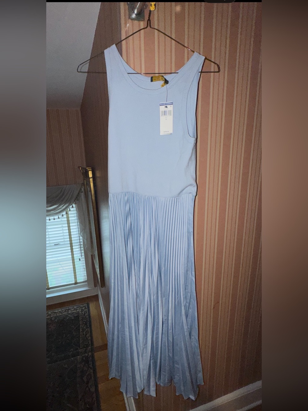 Ralph Lauren Light Blue Sleeveless Pleated Maxi Dress